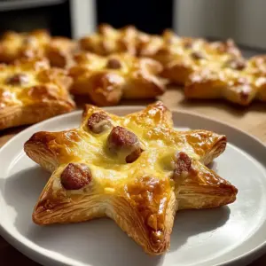 Sternförmige Würstchenblätterteiggebäcke für Weihnachten