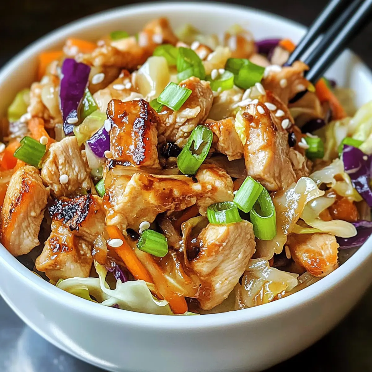 Eierrollen-Schalen mit Hühnchen und Kohl