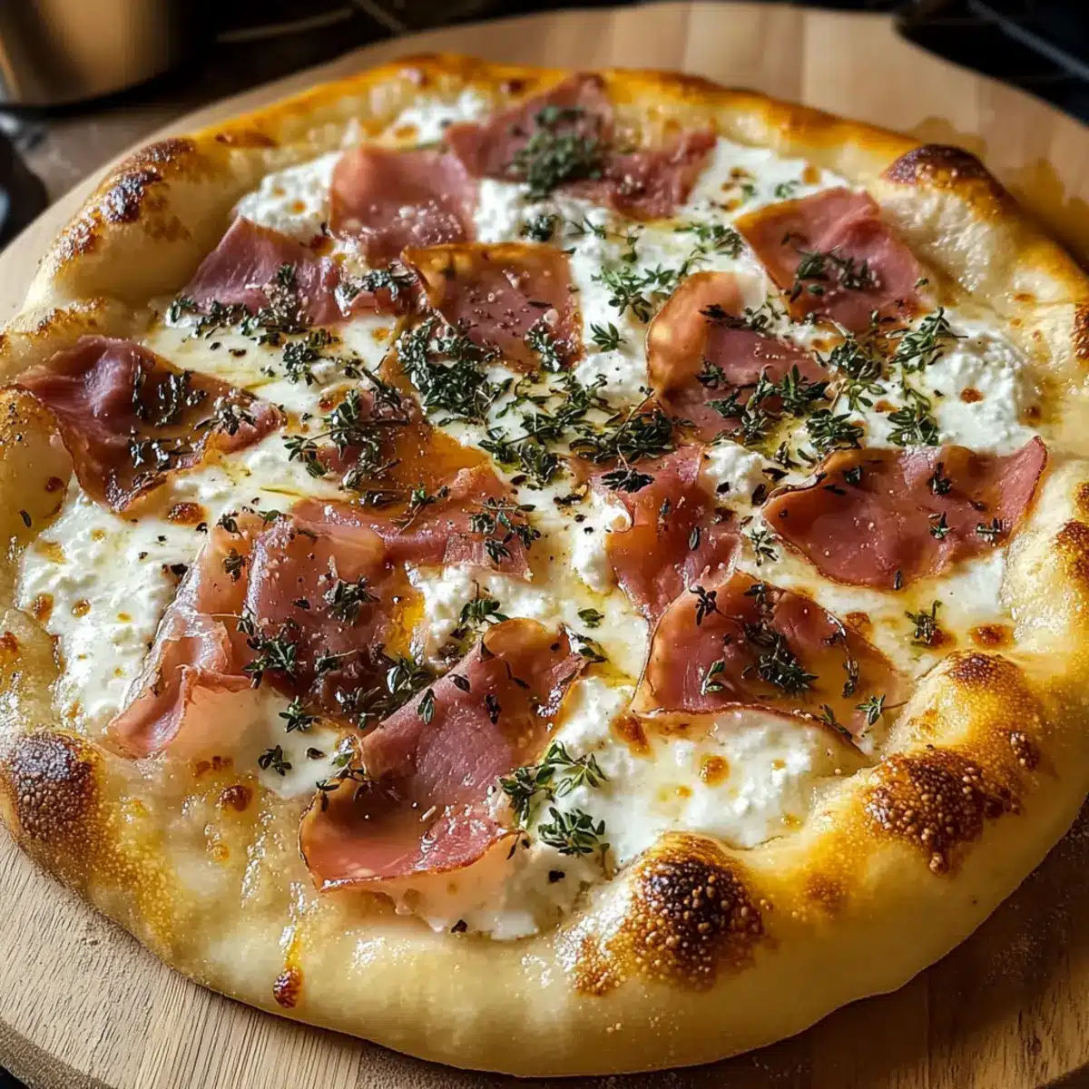 Weiße Pizza mit Rinderprosciutto