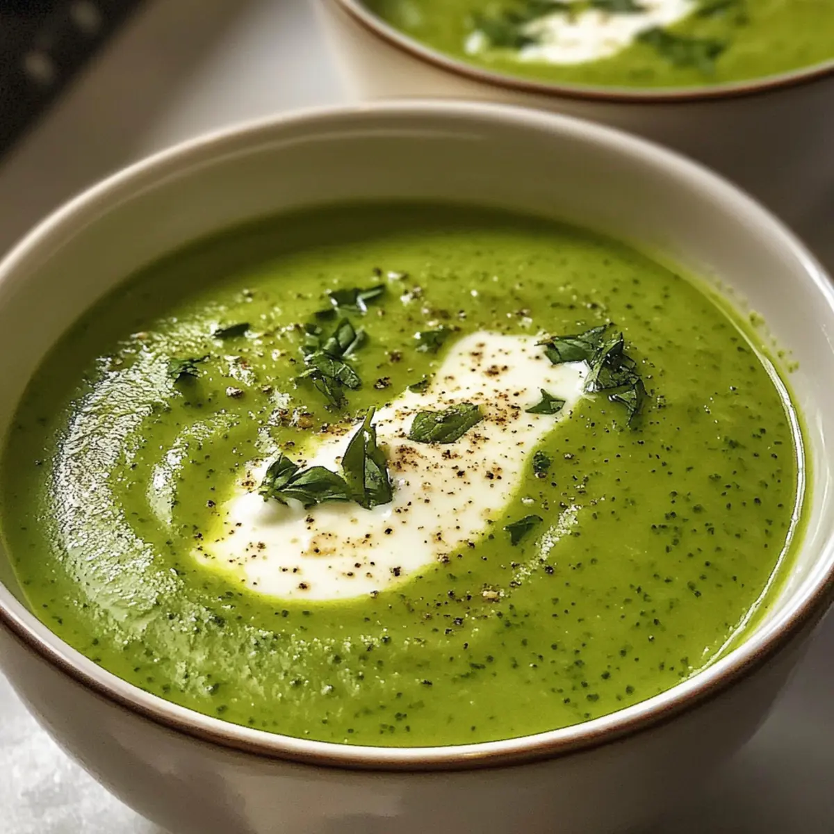 Spinat- und Erbsencremesuppe