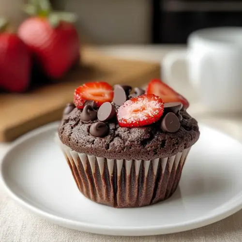 Doppelte Schokoladen-Erdbeermuffins