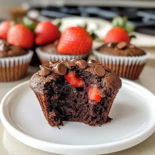Doppelter Schokoladen-Erdbeermuffins