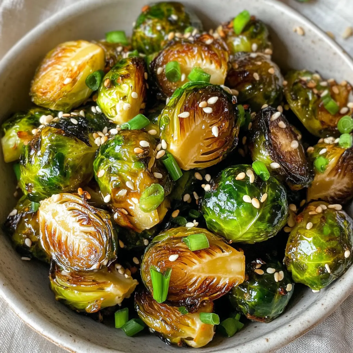 Glasierte Rosenkohl mit Ingwer-Knoblauch-Sauce