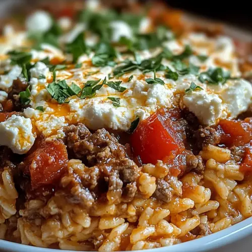 Griechischer Kritharaki-Hackauflauf mit Feta