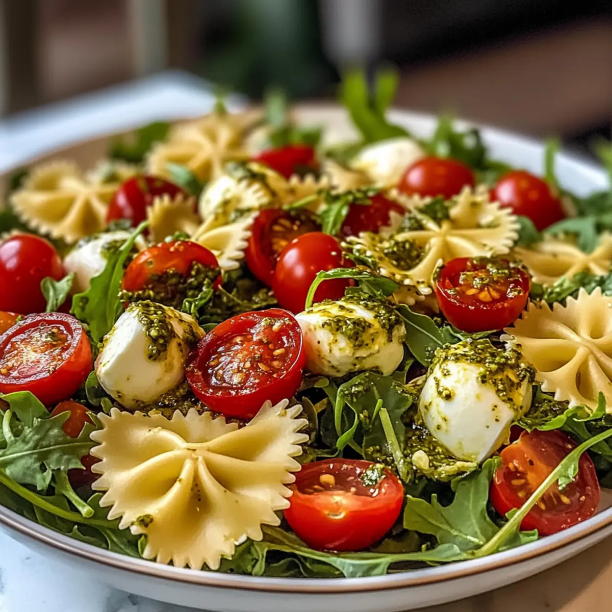 Mediterraner Nudelsalat mit Pesto