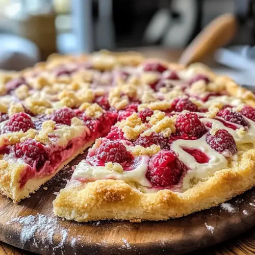 Himbeer-Käsekuchen-Dessert-Pizza