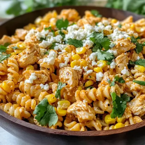 Straßenmais Hähnchen Pasta Salat