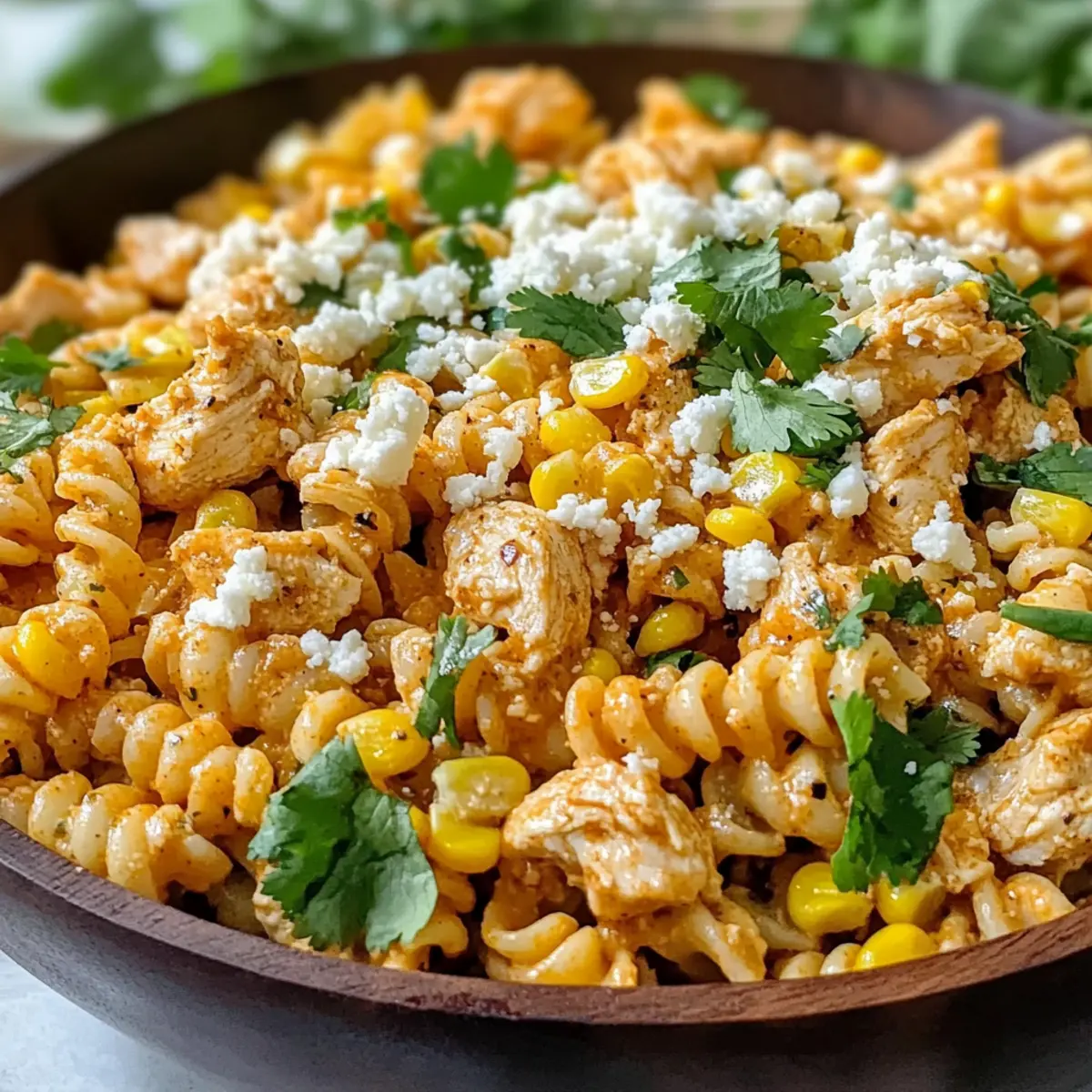 Straßenmais Hähnchen Pasta Salat