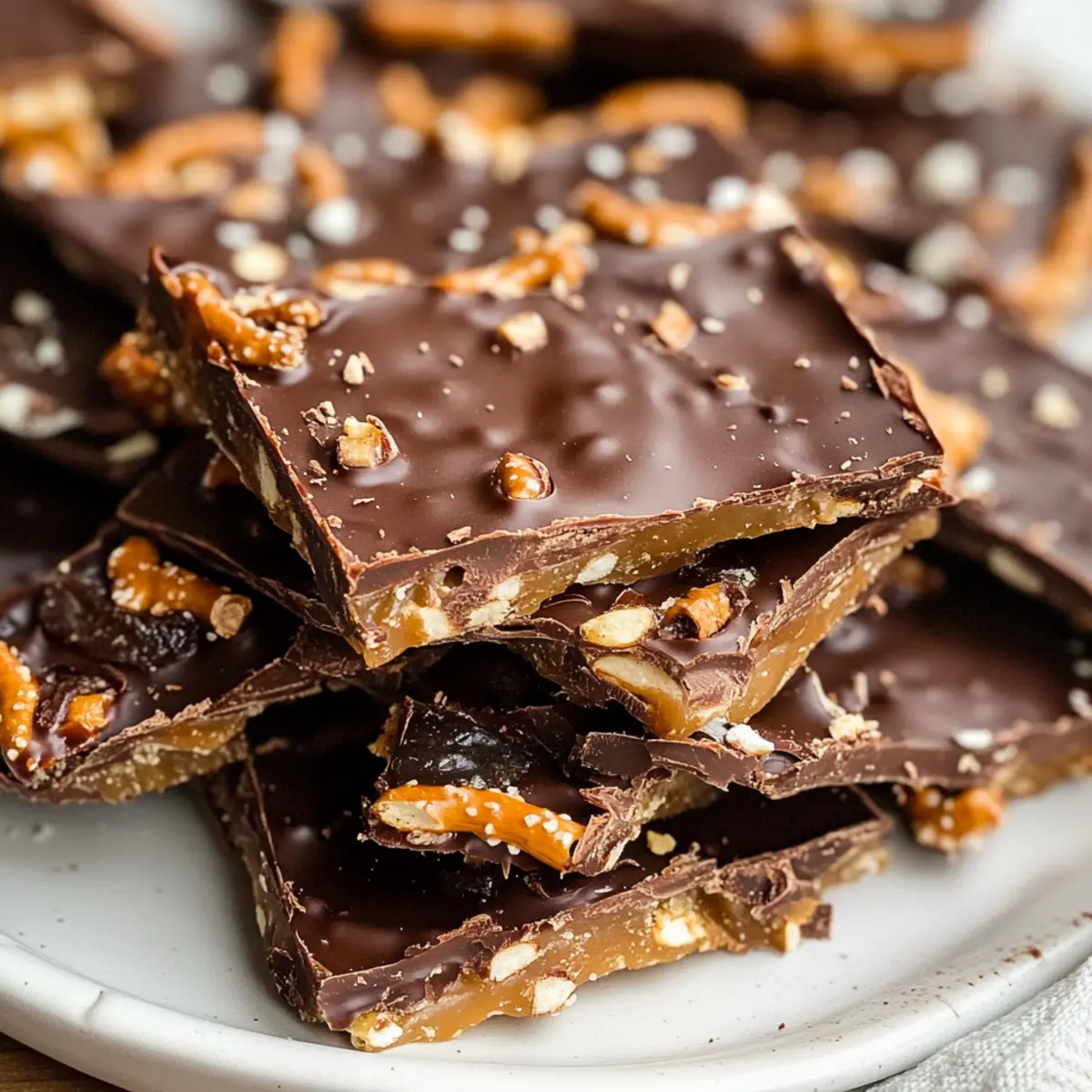 Schokoladen-Brezel-Dattel-Bark