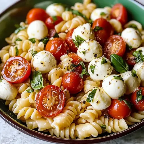 Cremiger Caprese-Pasta-Salat
