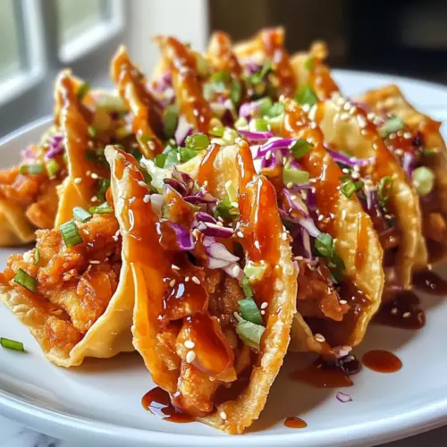 Krosse Hähnchen Wonton Tacos