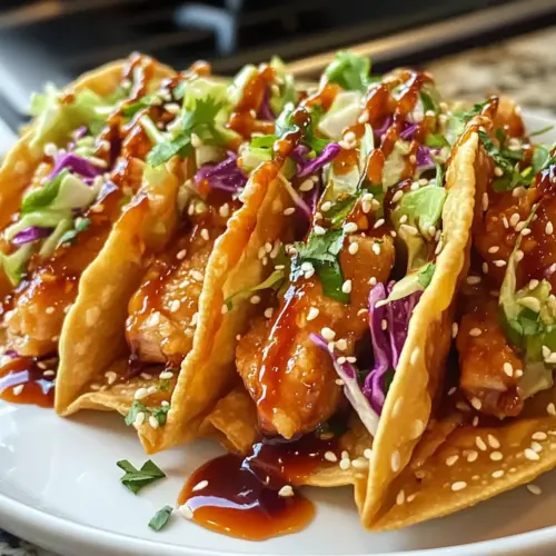 Crispy Chicken Wonton Tacos Knusprige Hähnchen Wonton Tacos