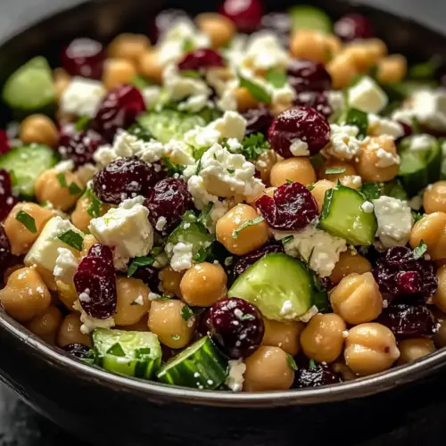 Feta Preiselbeer Kichererbsensalat