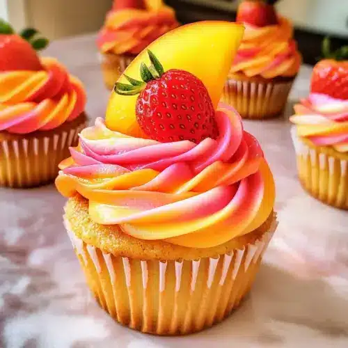 Mango Erdbeere Sonnenuntergang Cupcakes