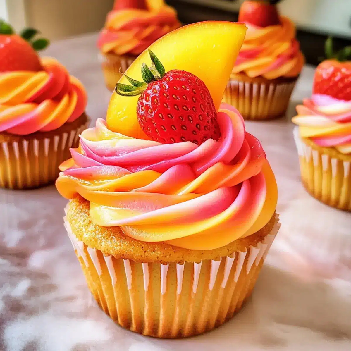 Mango Erdbeere Sonnenuntergang Cupcakes