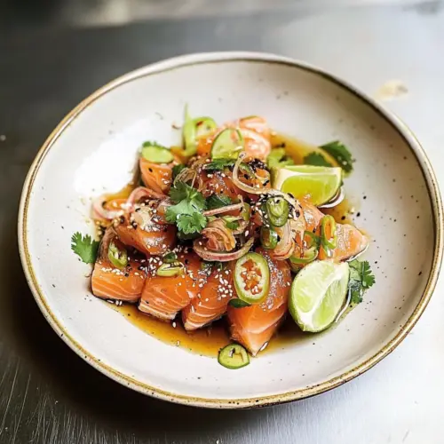 Lachs Crudo mit Soja-Sesam-Dressing