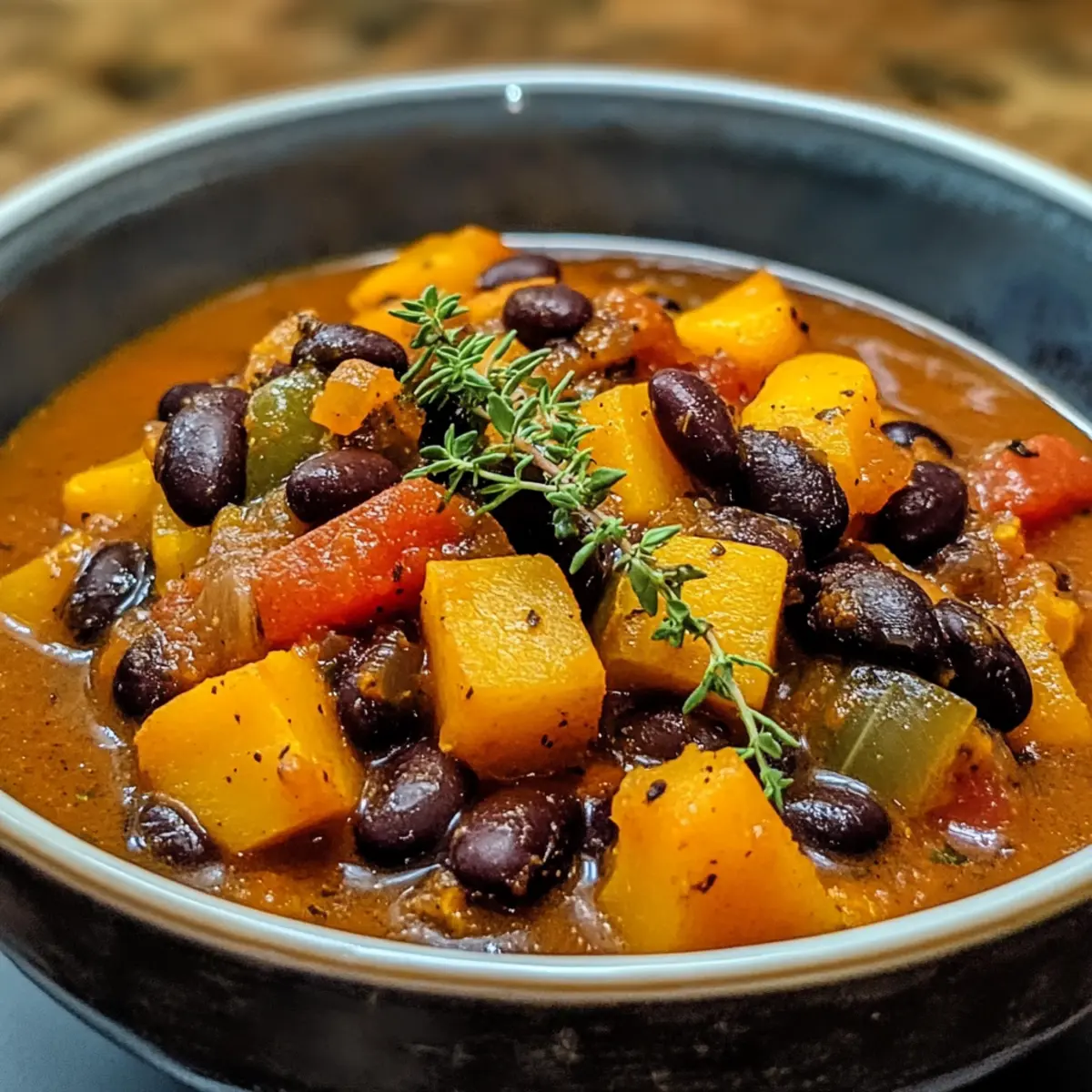 Schwarze Bohnen- und Kürbis-Eintopf