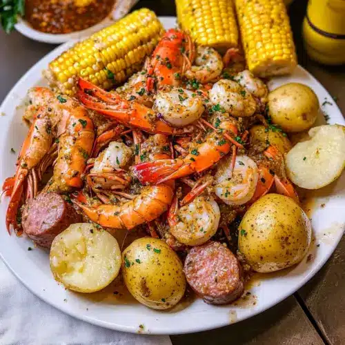 Cajun Meeresfrüchte Kochen mit Knoblauchbuttersauce