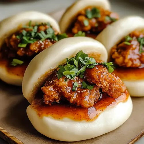 Knusprige koreanische frittierte Hühnchen-Bao-Brötchen
