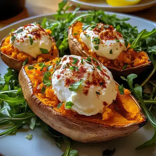 Gefüllte Süßkartoffeln mit Burrata