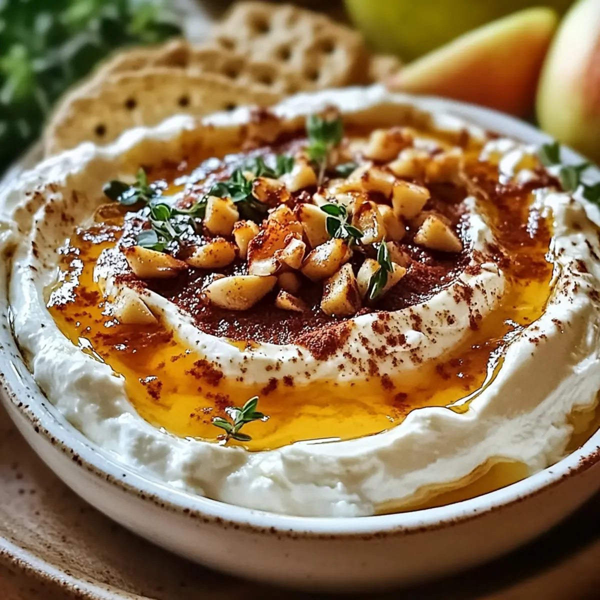 Heißer Honig Frischkäse Dip