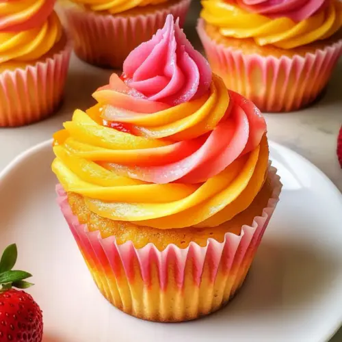 Mango Erdbeer Sonnenuntergang Cupcakes