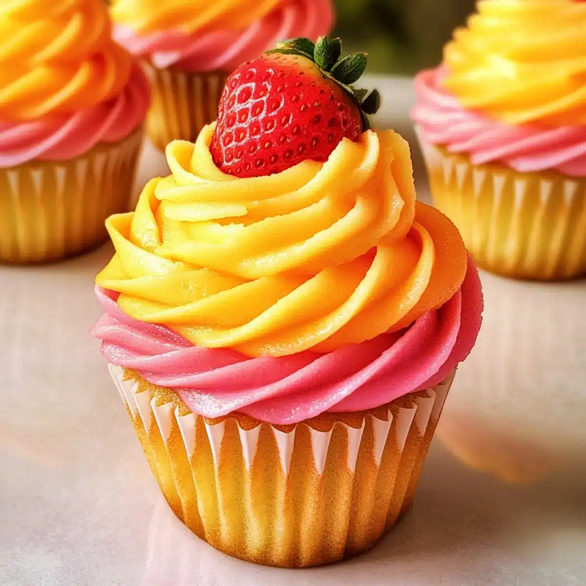 Mango Erdbeer Sonnenuntergang Cupcakes