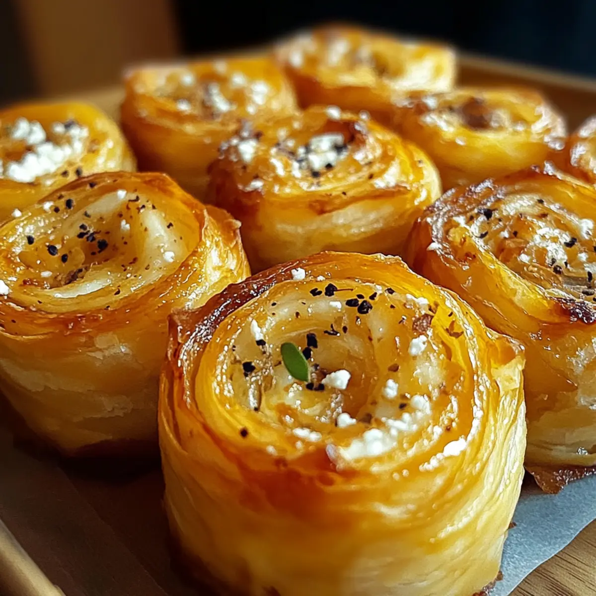Ofen-gebackene Feta-Rollen mit Chili-Honig
