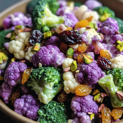 Lila Blumenkohl & Brokkoli Rosinen Salat