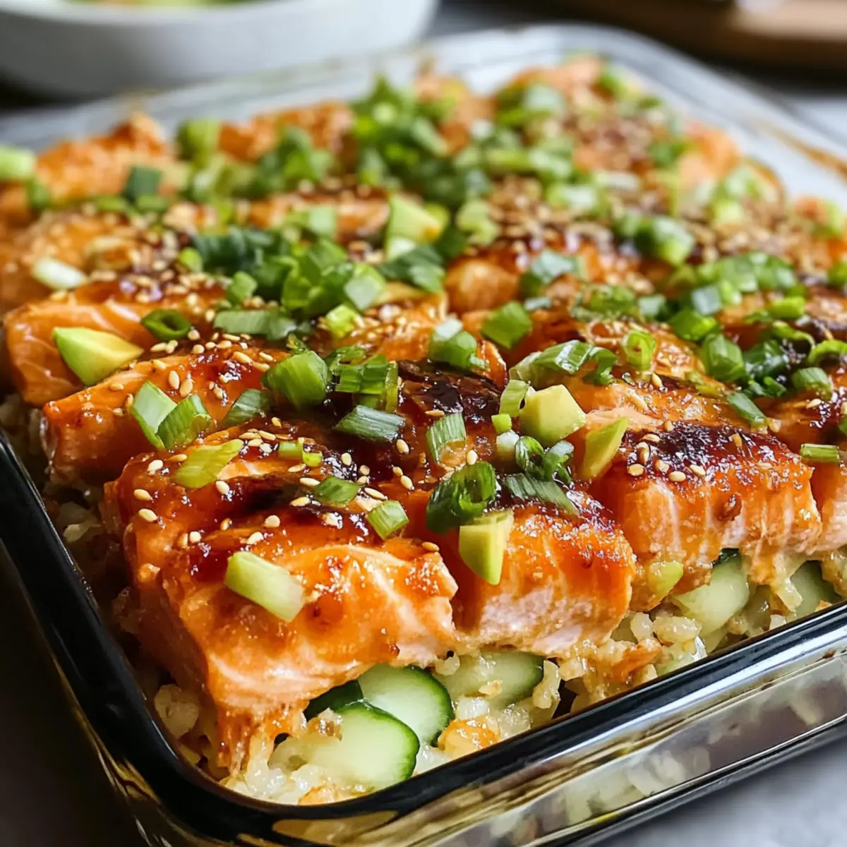 Würziger Lachs Sushi Auflauf