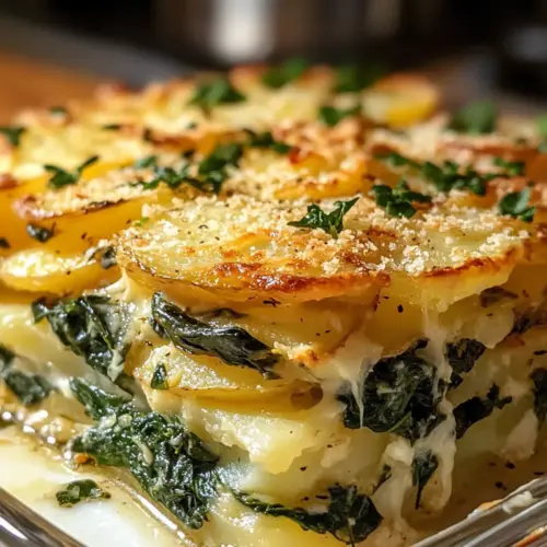 Spinat-Kartoffel-Knoblauch-Auflauf