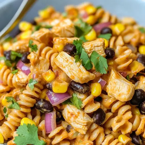 Würziger Hühnchen-Enchilada-Pasta-Salat