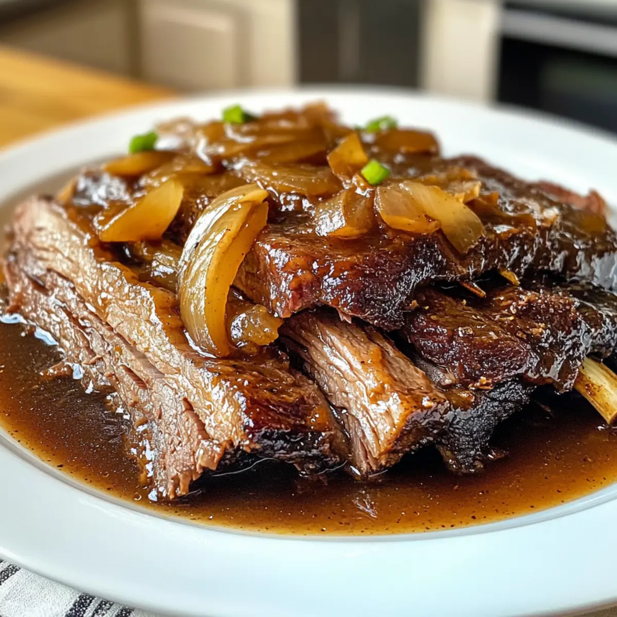langsam gekochtes Rindfleisch-Bruststück