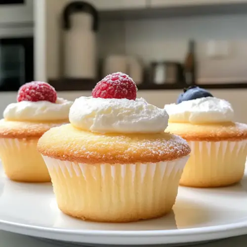 Fluffige japanische Baumwoll-Käsekuchen-Cupcakes