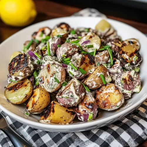 Gegrillter Kartoffelsalat mit gegrillter Zitrone
