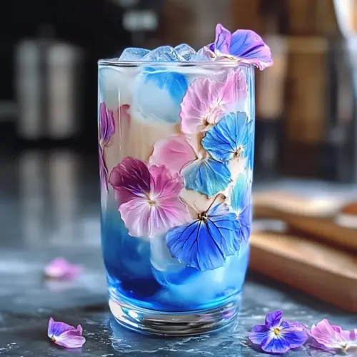 Eis Schmetterlingsblüten-Tee Latte