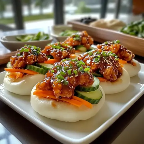 Koreanische Hähnchen Bao Brötchen