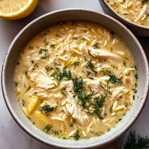 Avgolemono Suppe mit Orzo