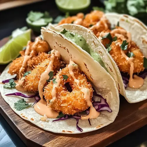 Kokosnuss-Garnelen-Tacos mit scharfer LimSoße