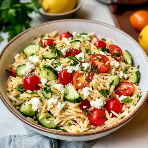 Zitronen-Orzo-Salat mit Feta