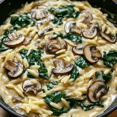 Pilz und Spinat Orzo